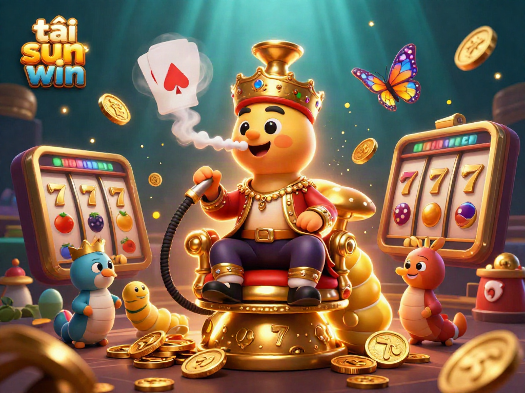Experience the excitement of tải sun win with a captivating 3D illustration featuring a vibrant casino scene.