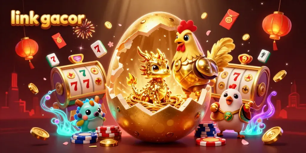 Experience the excitement of the link gacor scene with golden dragon and poker chips in a dynamic casino environment.