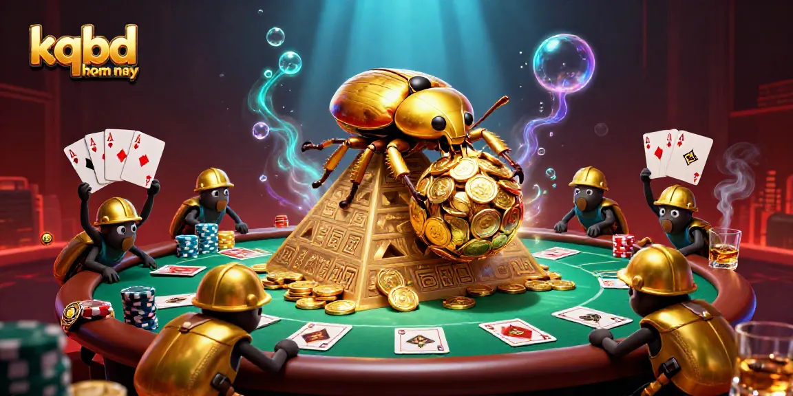 Experience the excitement of kqbd hom nay with vivid scenes of golden characters and poker elements.