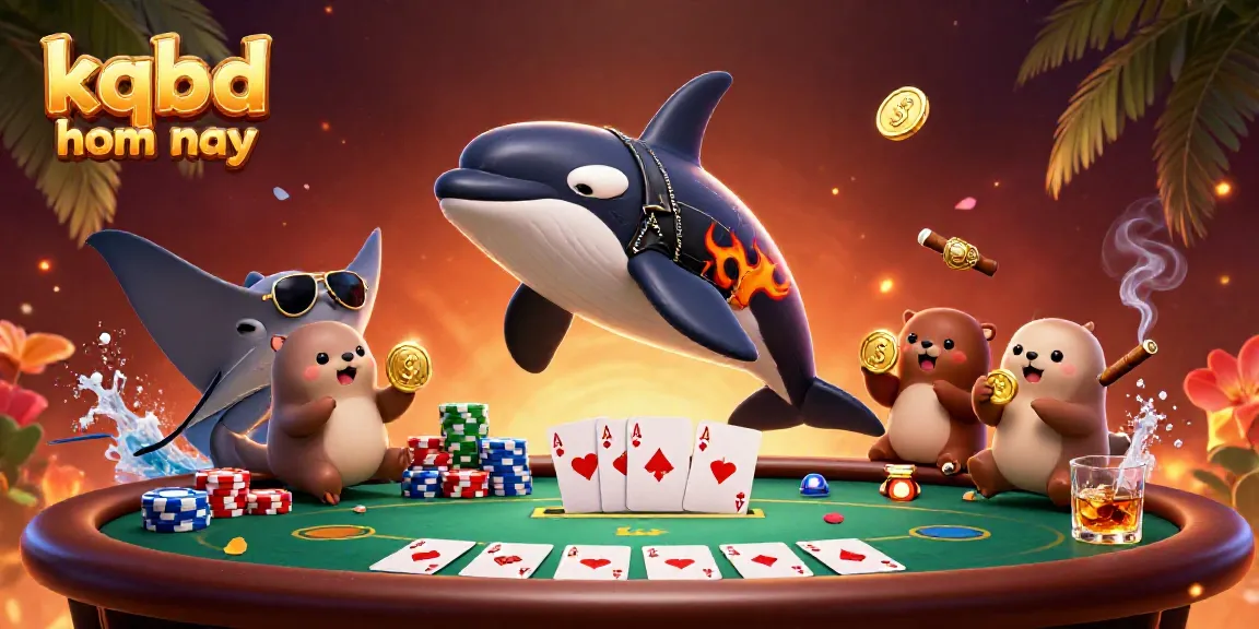 Experience thrilling kqbd hom nay action with an orca, stingray, and otters at a vibrant poker scene.