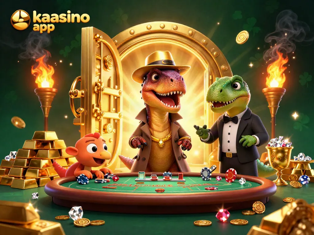 Experience the thrill of winning with the kaasino app in a vibrant casino illustration.